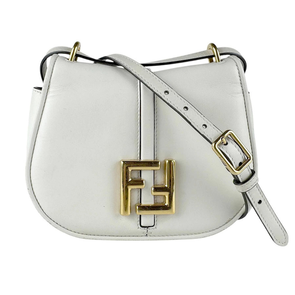 Fendi Shoulder Bag Camon Leather Off White Gold